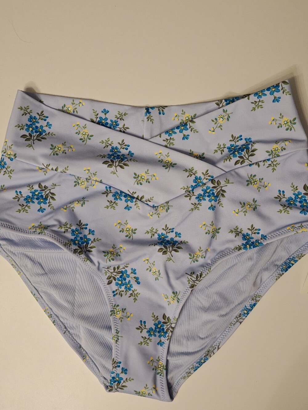 aerie Light Blue Floral High-Waist Bikini Bottoms